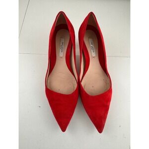 M.M.LaFleur The Lillian Red Suede Pointed Toe Heels Womens Size 37 7 Classic‎